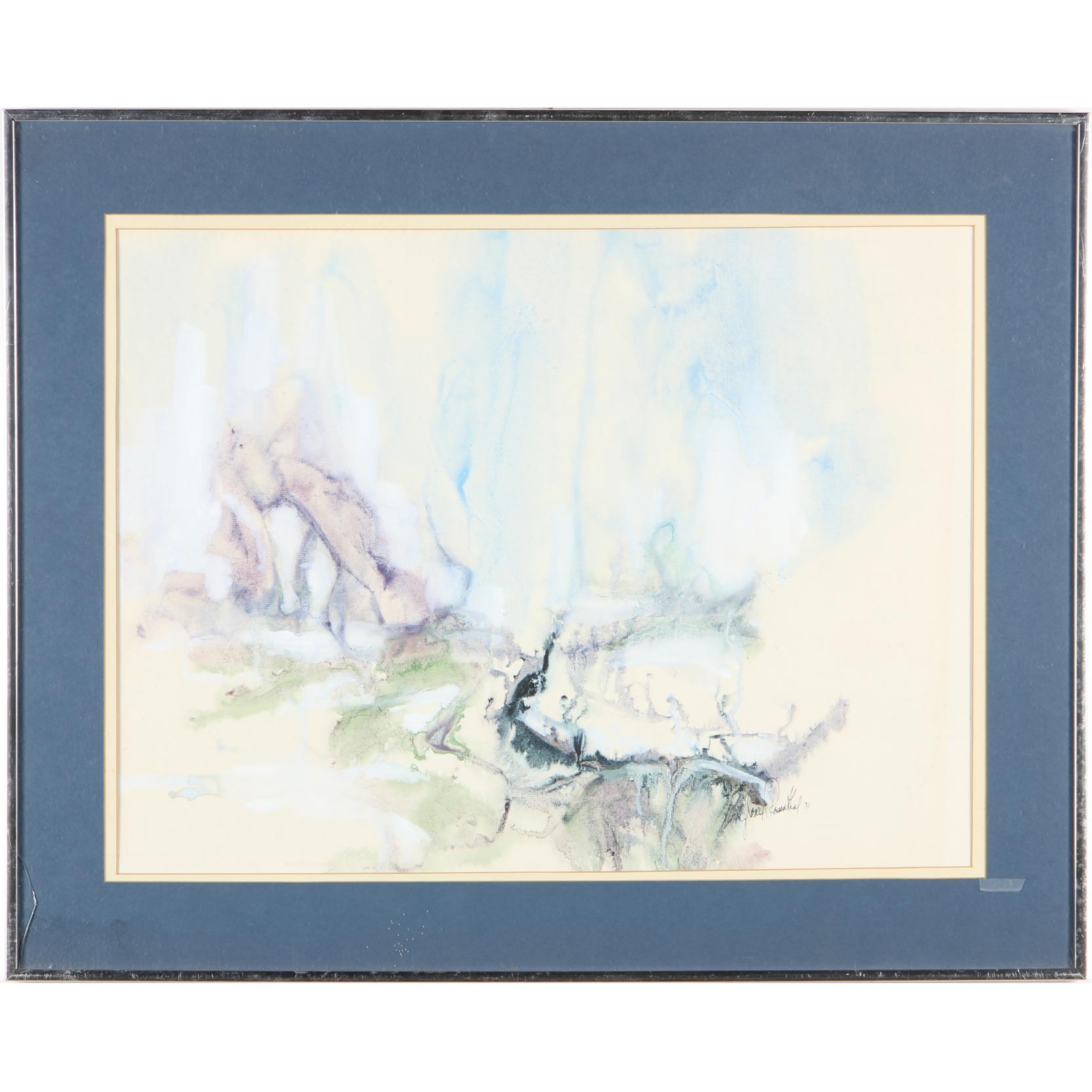 Appraisal: Gloria Rosenthal NY th Century Abstract Landscape watercolor and gouache