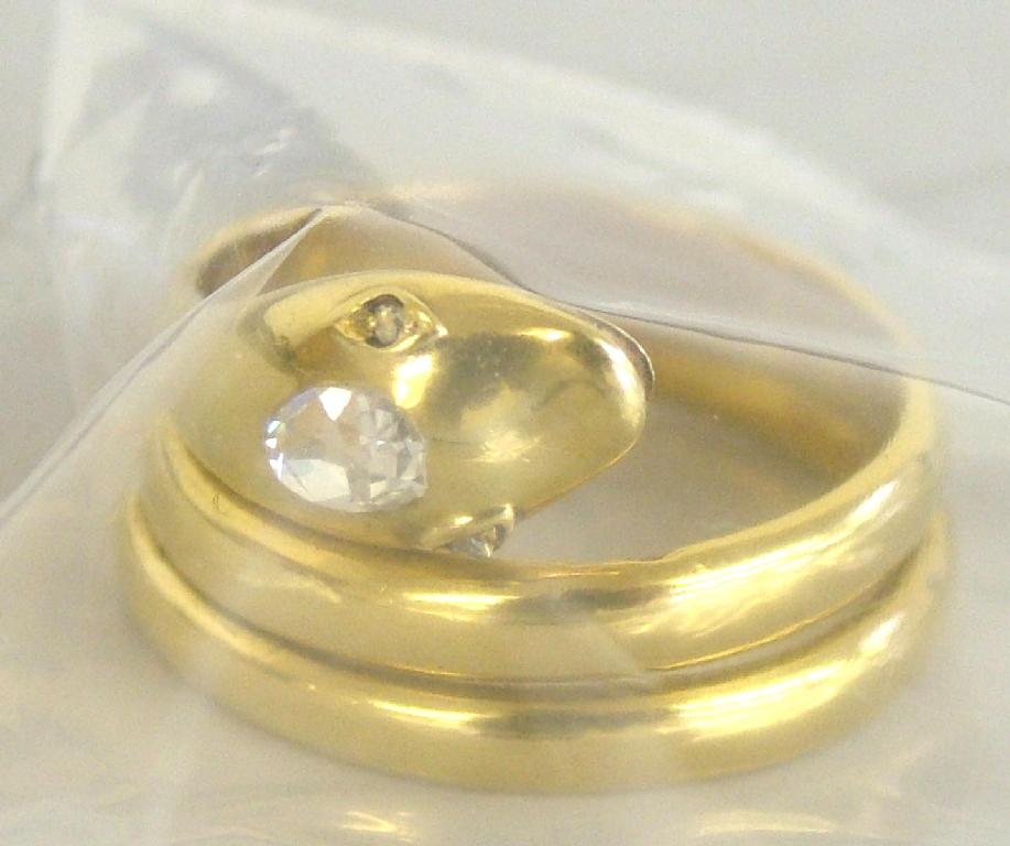 Appraisal: Victorian ct gold snake ring the head set with a