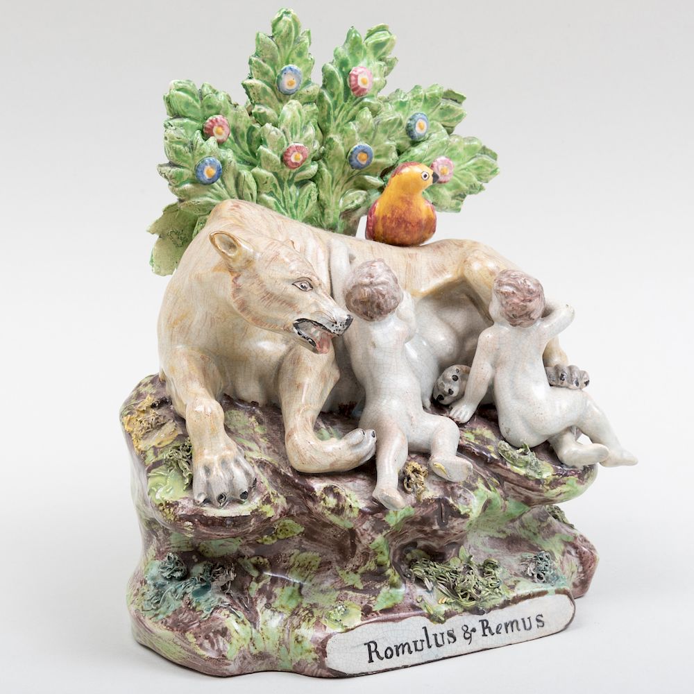 Appraisal: Staffordshire Pearlware Bocage Group of Romulus and Remus in high