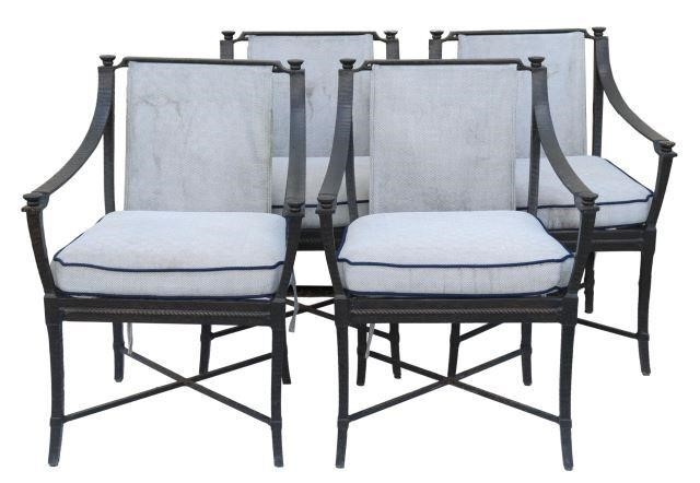 Appraisal: lot of Cast aluminum outdoor dining armchairs designed by Richard