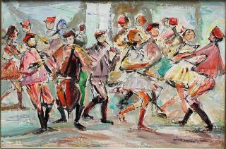 Appraisal: Signed Siermins th C Vintage s depicting folk dancers signed