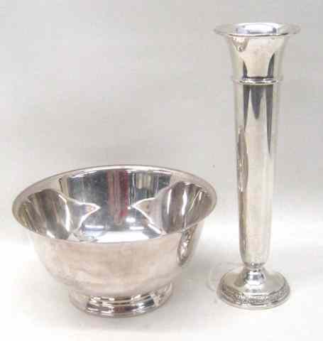 Appraisal: TWO PIECES AMERICAN STERLING SILVER HOLLOWWARE footed bowl ''D x