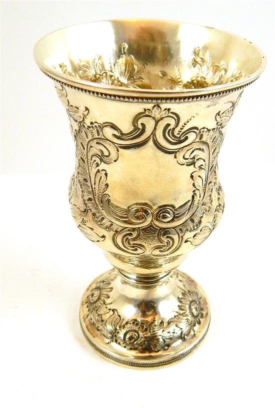 Appraisal: SILVER Goblet unmarked American th C floral and foliate repousse