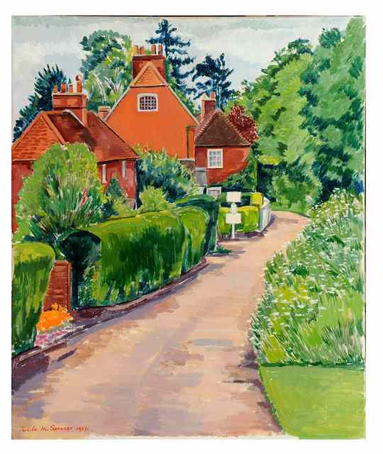 Appraisal: Pamela M Spencer British - The red houses possibly Cookham