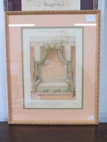 Appraisal: French Decorator Lithograph Louis XVI style nicely matted and framed