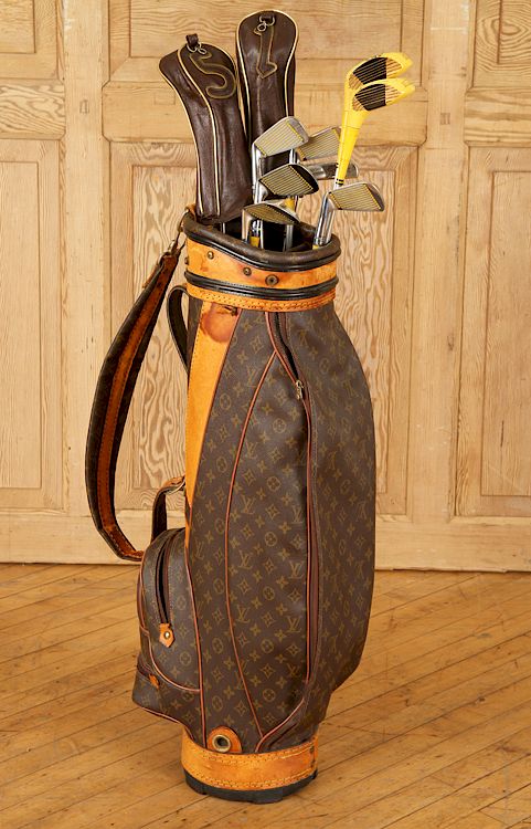 Appraisal: LOUIS VUITTON GOLF BAG WITH TEN WILSON GOLF CLUBS A