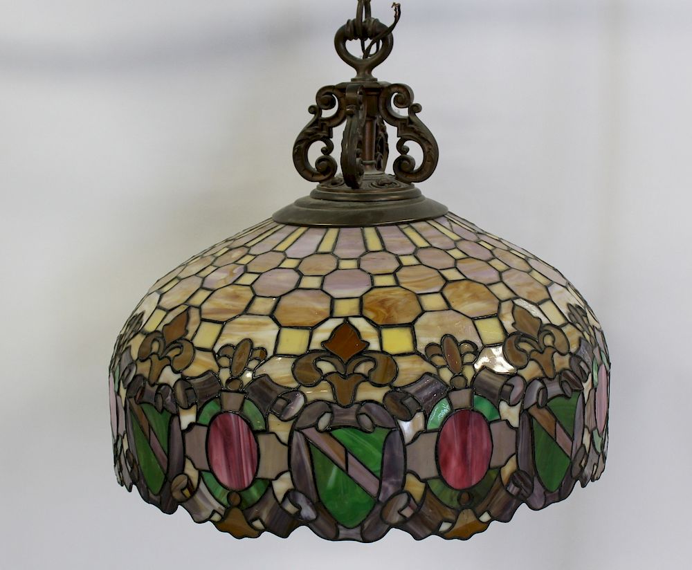 Appraisal: Duffner Kimberly Leaded Glass Chandelier Attributed Nice and original and