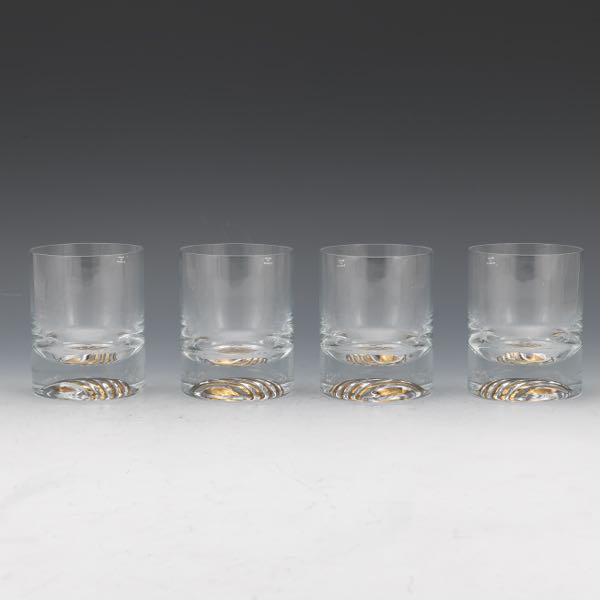 Appraisal: SET OF FOUR OLD FASHIONED GLASSES x Unusual base design