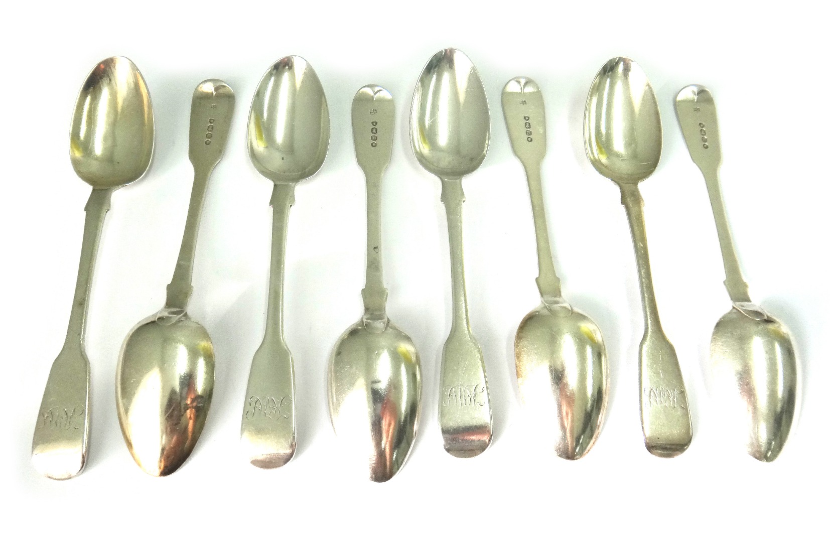 Appraisal: A set of eight Victorian silver fiddle pattern teaspoons John