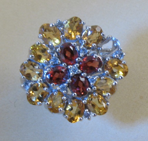 Appraisal: CITRINE GARNET AND DIAMOND RING k white gold and set