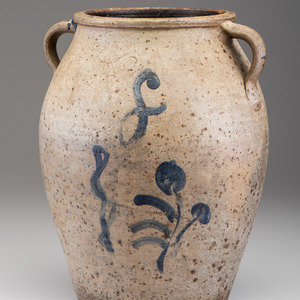 Appraisal: A Cobalt Decorated Eight-Gallon Stoneware Jar Likely Muskingum County Ohio