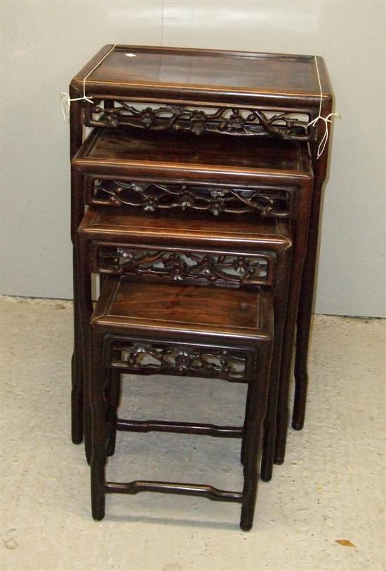 Appraisal: Early twentieth century chinese rosewood quartetto with carved floral friezes