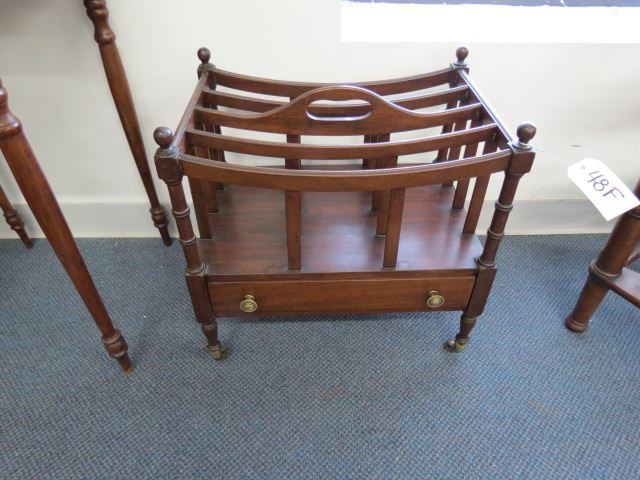 Appraisal: Antique Mahogany Canterbury or Magazine Stand with drawer X