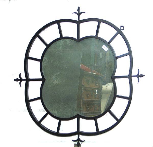 Appraisal: A Gothic style wrought iron mirror modern height in width