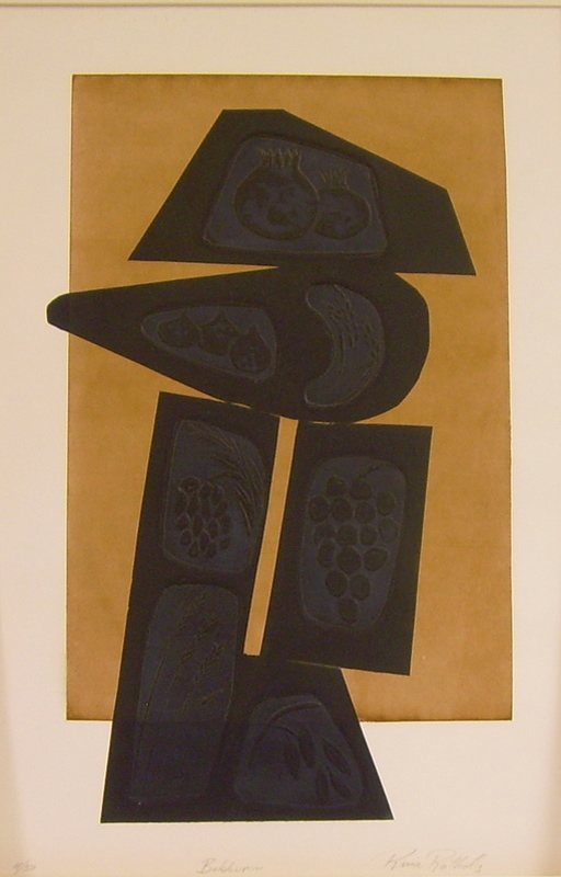 Appraisal: Framed Rina Rotholz Linocut on Paper Abstract Composition Bekkurim inscribed