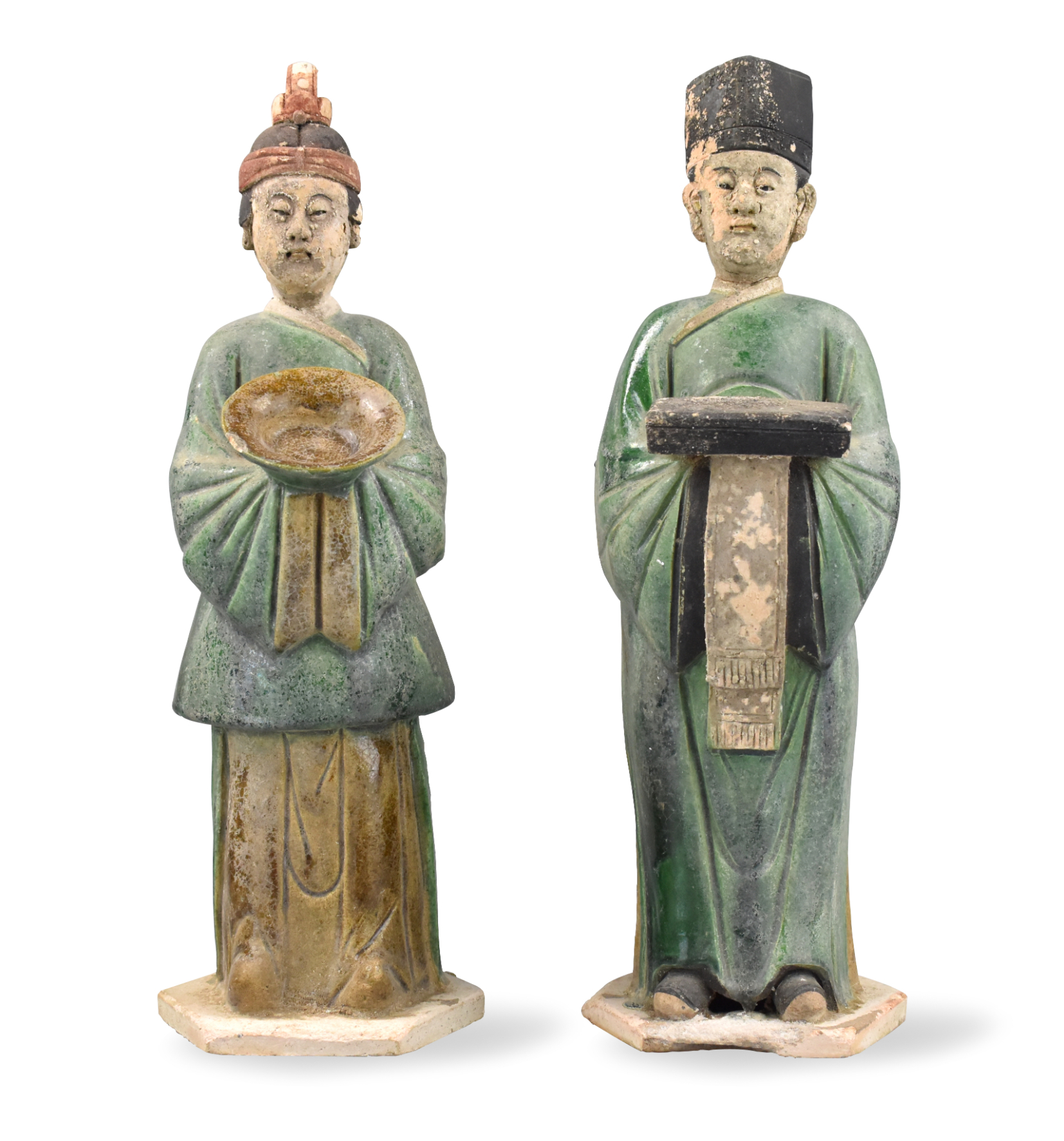 Appraisal: Two Chinese Ming Dynasty elegant standing figures in somewhat faded