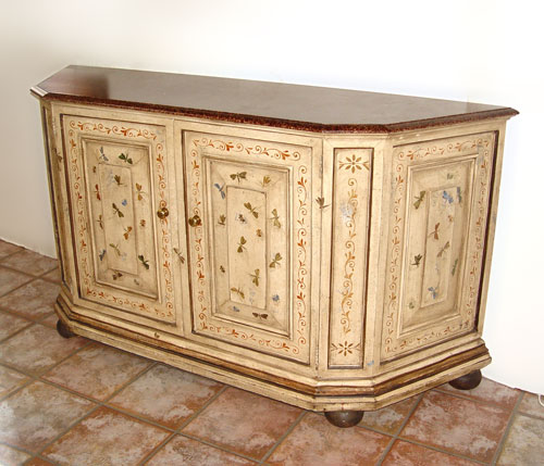 Appraisal: COUNTRY FRENCH STYLE PAINT DECORATED SIDEBOARD BUFFET Inheritance by Heritage