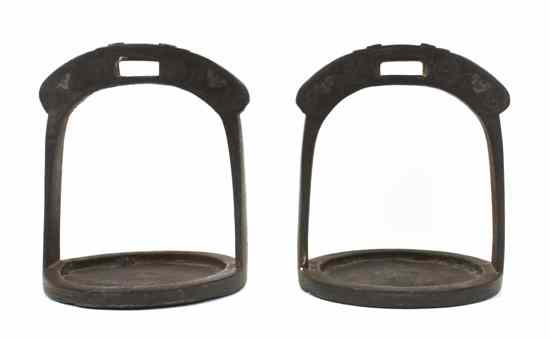 Appraisal: A Pair of Chinese Iron Stirrups of typical form having