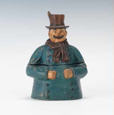 Appraisal: A Figural Coachman Tobacco Jar Terracotta container with matte finish