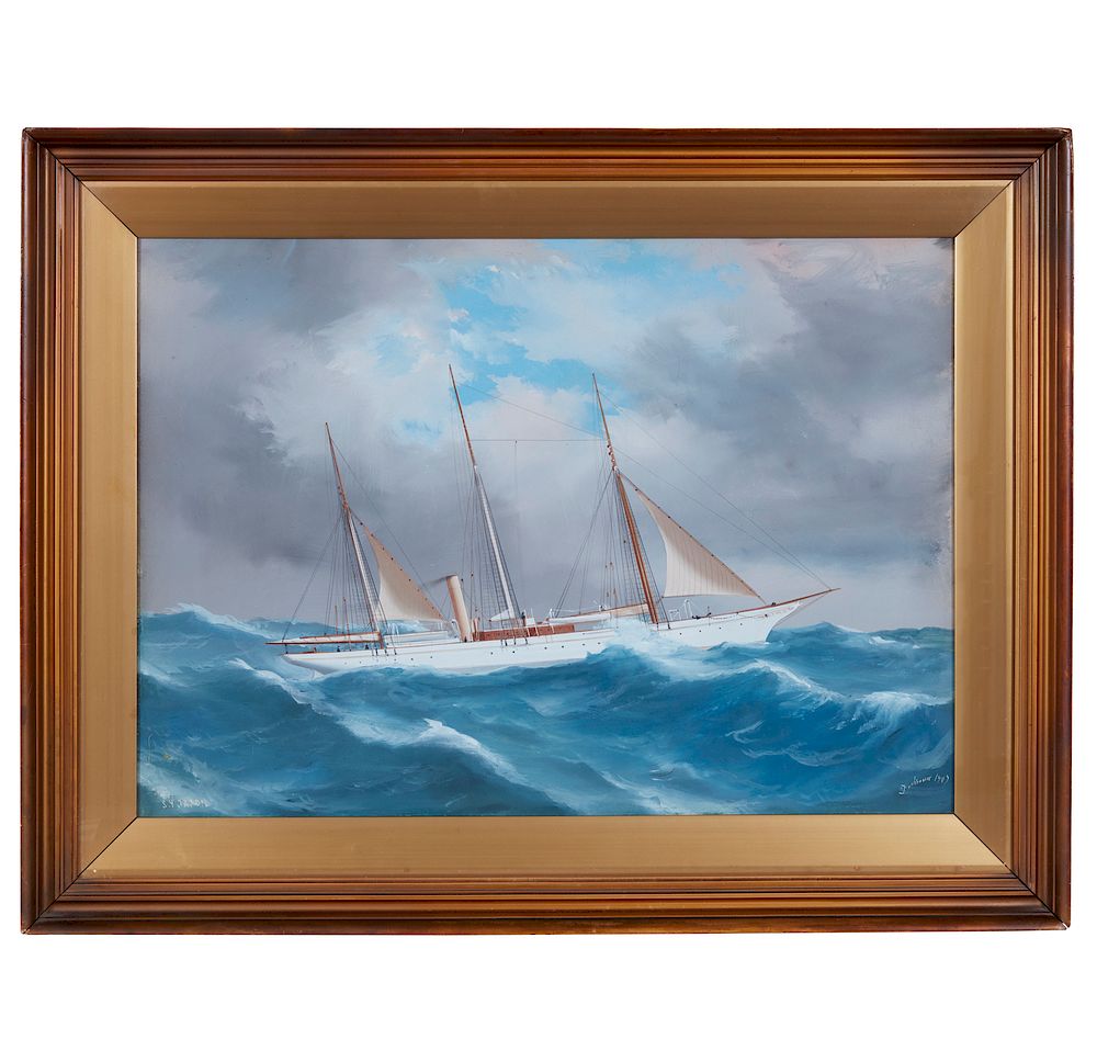 Appraisal: Marine Painting Antonio de Simone - S Y Jason Framed