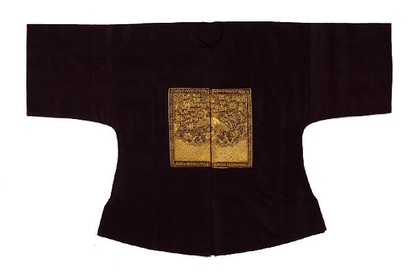 Appraisal: Two silk coats with applied embroidery decoration Late Qing Republic