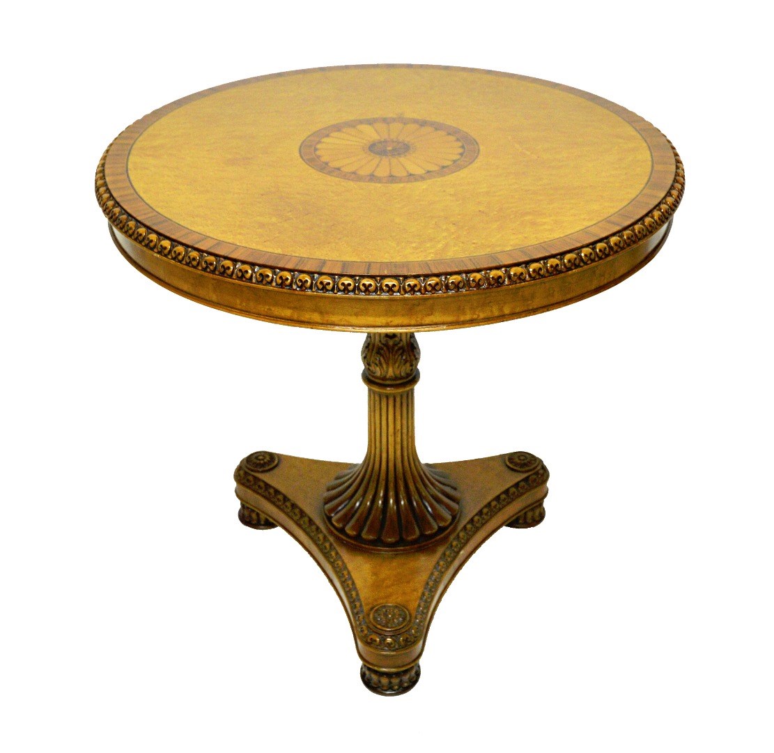 Appraisal: A Regency style parquetry inlaid circular rosewood banded birds eye