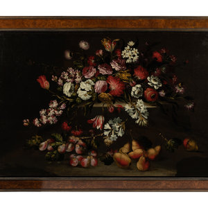 Appraisal: Continental School th Century Still Life with Flowers and Pears