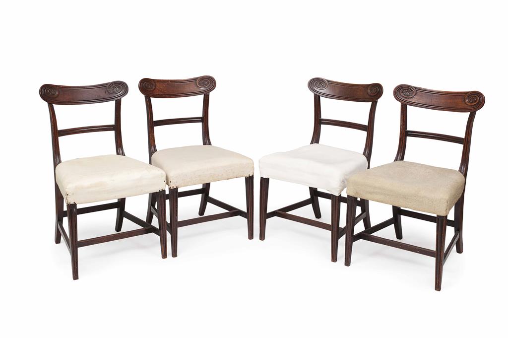 Appraisal: SET OF FOUR REGENCY MAHOGANY DINING CHAIRS TH CENTURY the