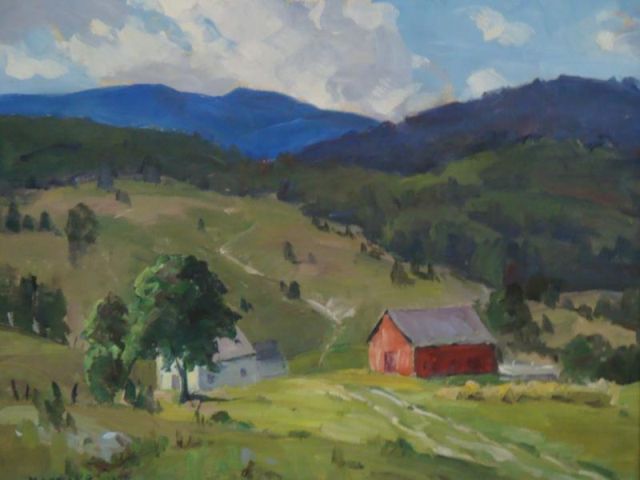 Appraisal: SLOANE Marian O B Red Barn In Landscape Signed lower