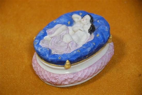 Appraisal: FRENCH PORCELAIN JEWELRY BOX POSSIBLE TH CENT