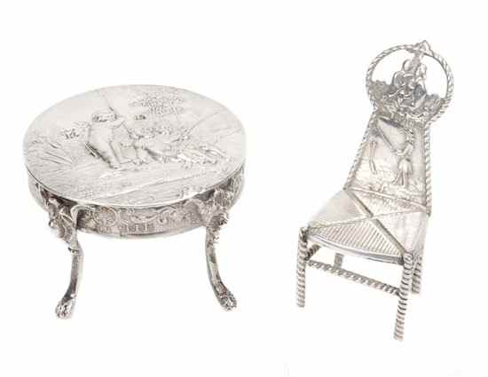 Appraisal: A Continental silver miniature circular table import marked for London