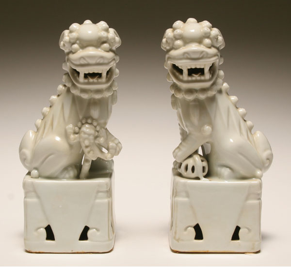 Appraisal: Pair Chinese blanc de chine foo dogs H Very good