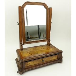 Appraisal: Vintage Georgian Style Wood Dressing Toilet Mirror with Drawer Minor