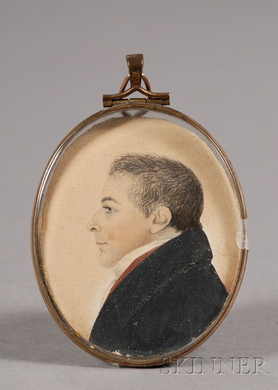 Appraisal: Profile Portrait Miniature of a Gentleman attributed to Rufus Porter