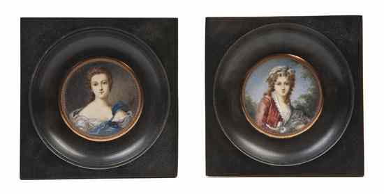 Appraisal: A Pair of Continental Portrait Miniatures on Ivory depicting the