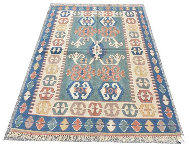 Appraisal: Hand-tied Turkish Oushak Kilim rug approx ' l ' w