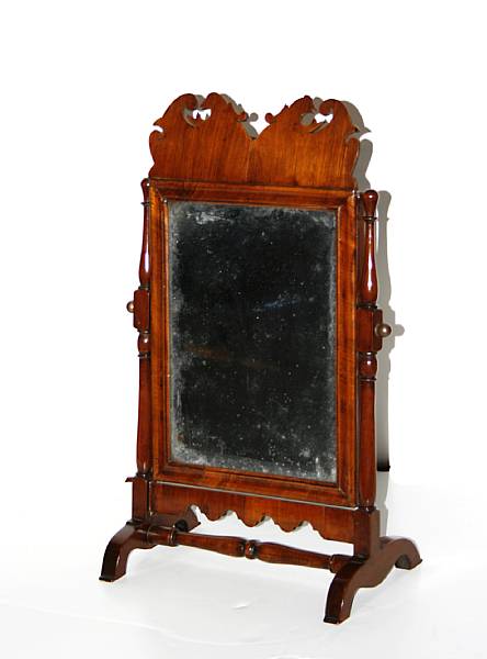 Appraisal: A Queen Anne style shaving mirror part th century The