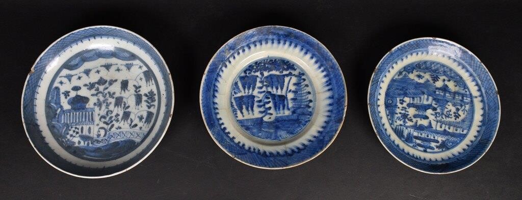 Appraisal: Chinese export serving pieces All with cracking to base and