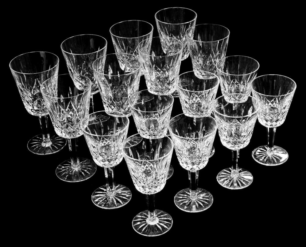 Appraisal: GLASS Sixteen pieces of Waterford crystal stemware Lismore pattern eight