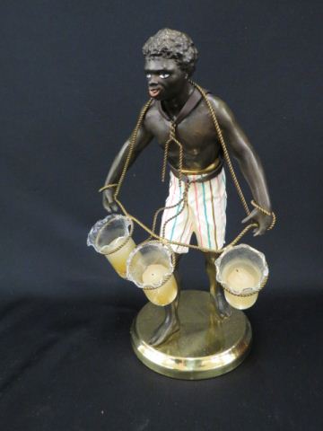 Appraisal: Blackamoor Figurine bronzed cold painted worker with a trio of