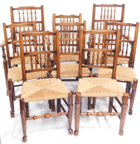 Appraisal: A set of eight thC elm spindle back dining chairs