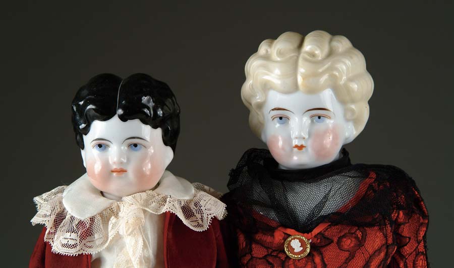 Appraisal: LOT OF TWO CHINA HEAD DOLLS blonde hair china girl