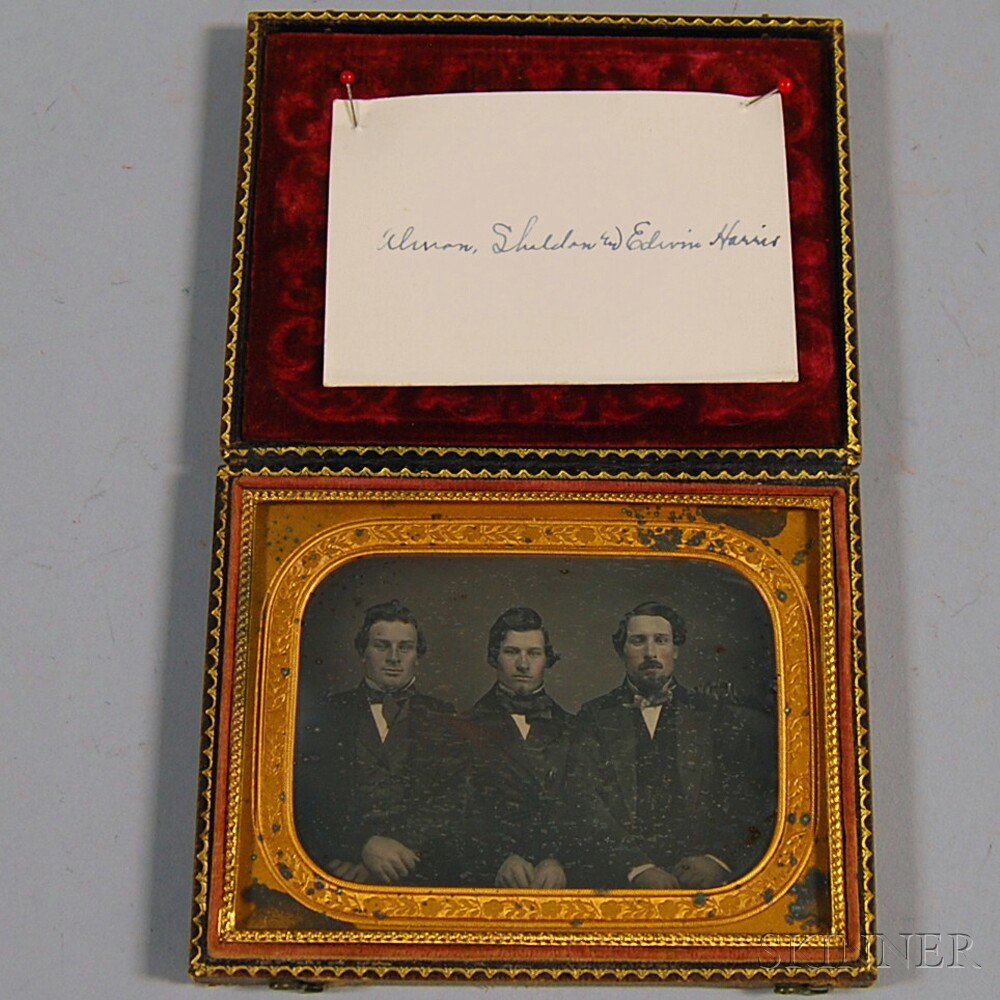 Appraisal: Quarter-plate Daguerreotype Portrait of the Three Harris Brothers of Nelson