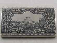 Appraisal: A Russian niello silver cigar case an architectural view on