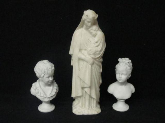 Appraisal: Sculptures Including a marble Statue of the Virgin Mary and