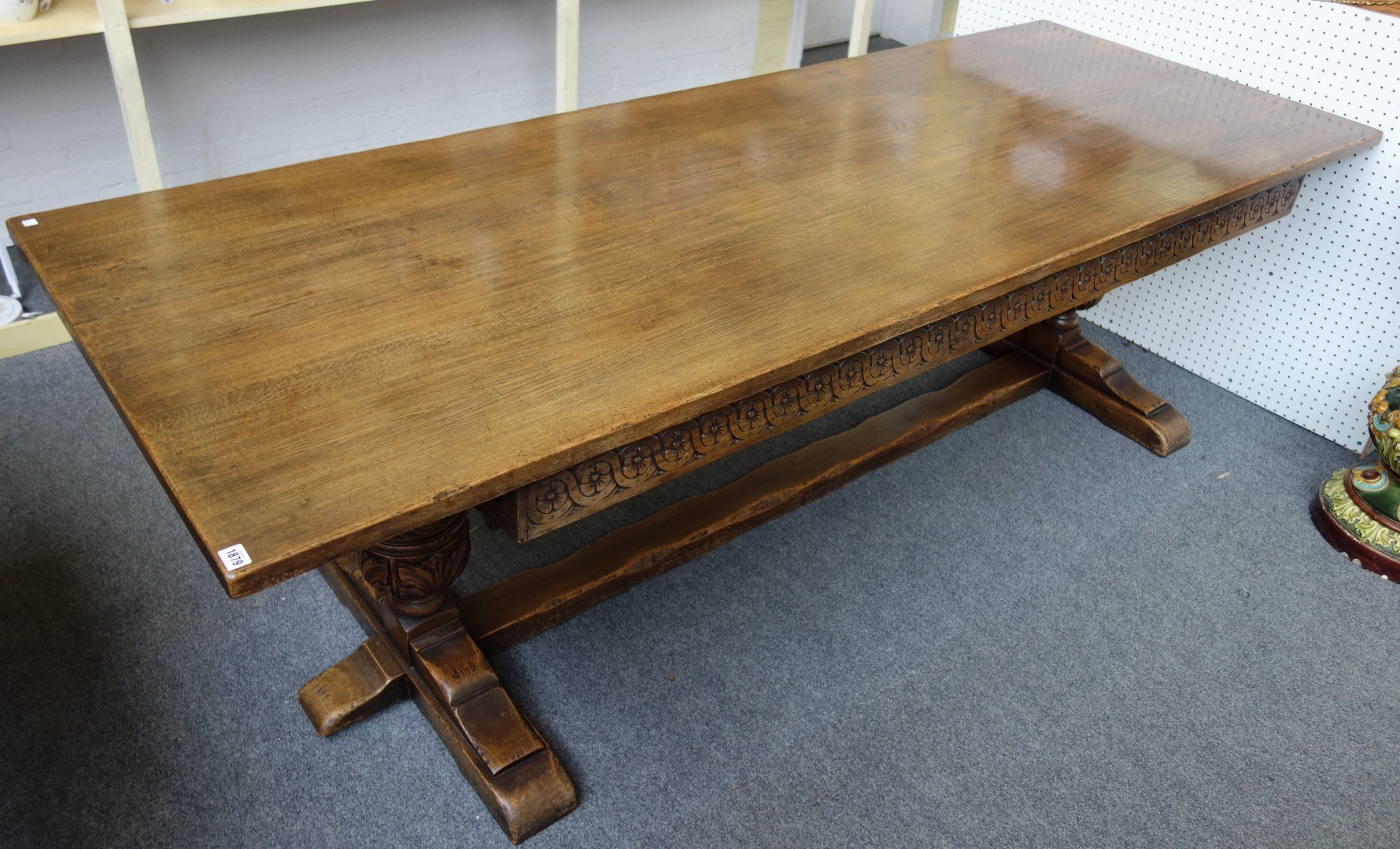 Appraisal: A th century style oak refectory table the rectangular top