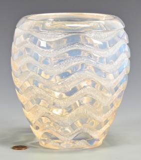 Appraisal: Lalique Meandres Vase Rene Lalique Meandres pattern with molded high