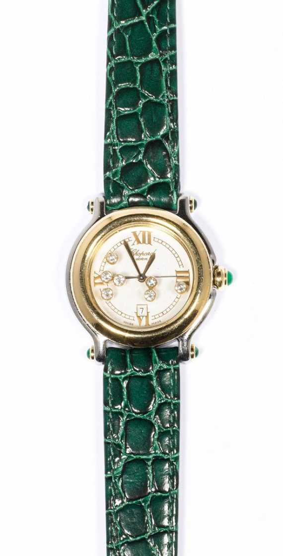 Appraisal: DIAMOND LADY'S WRISTWATCH CHOPARD HAPPY SPORT Steel and yellow gold