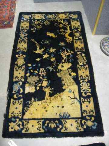 Appraisal: Chinese Handmade Wool Rug Art Deco era bat butterfly bird