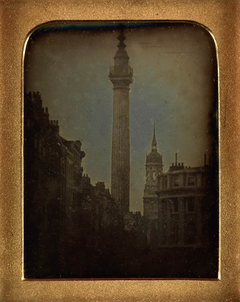 Appraisal: CASED IMAGE Ninth-plate daguerreotype of London's iconic Monument to the